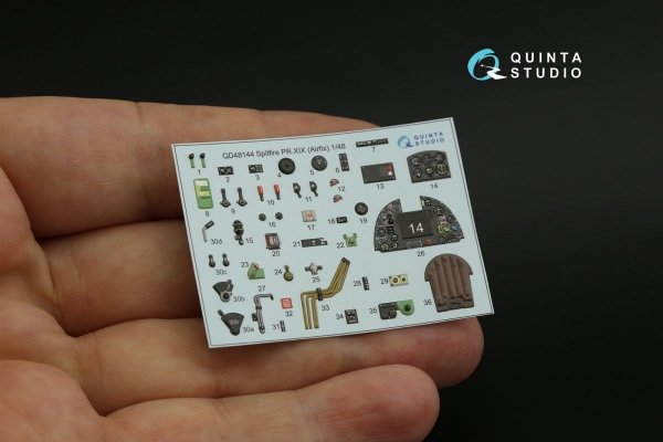 Quinta Studio QD48144 Spitfire PR.XIX 3D-Printed &amp; coloured Interior on decal paper (Airfix) 1/48