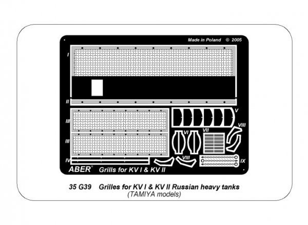 Aber 35G39 Siatki do czołgów KW 1 i KW 2 / Nets for KW 1 and KW 2 tanks 1/35