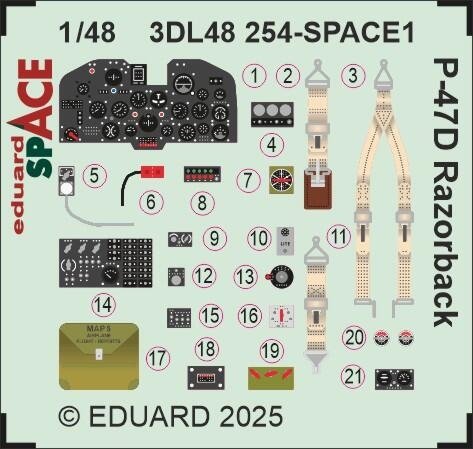 Eduard 3DL48254 P-47D Razorback SPACE MINIART 1/48