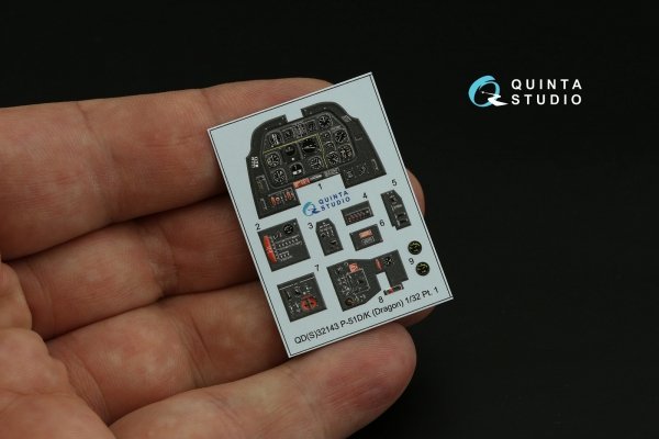 Quinta Studio QDS-32143 P-51D/K Mustang 3D-Printed coloured Interior on decal paper (Dragon) (Small version) 1/32