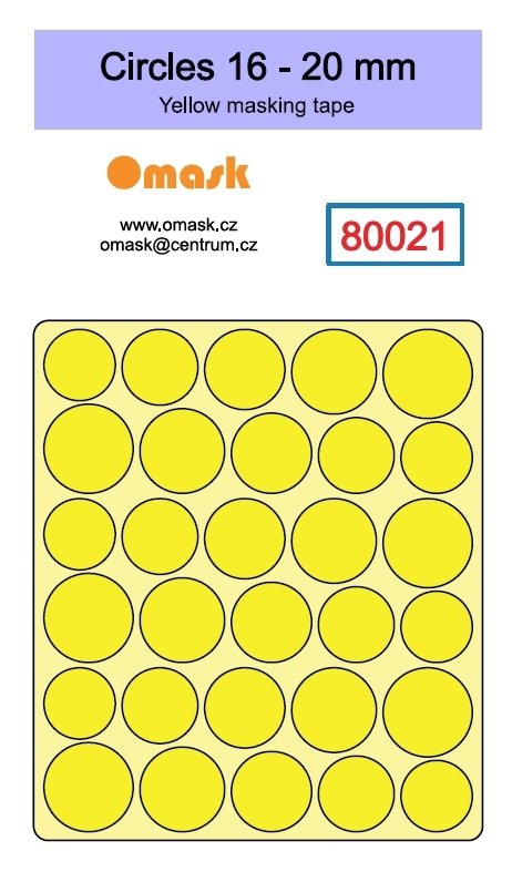 Omask X8003 Circles set - yellow masking tape - 1-4mm 2-6mm 4-7mm 5-15mm 16-20mm
