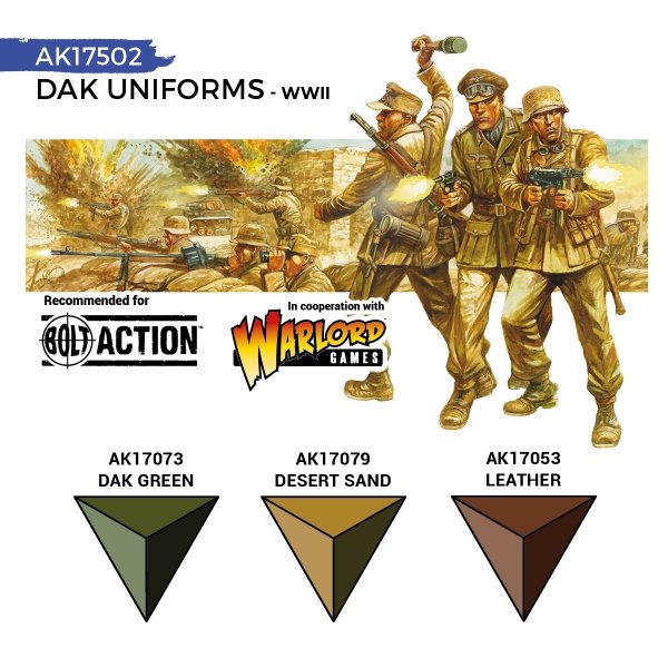 AK Interactive AK17502 GERMAN DAK UNIFORMS – QUICK GEN SET 3x18ml