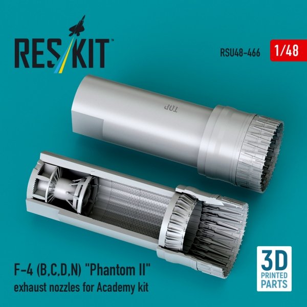 RESKIT RSU48-0466 F-4 (B, C, D, N) "Phantom II" exhaust nozzles for Academy kit (3D Printed) (1/48)