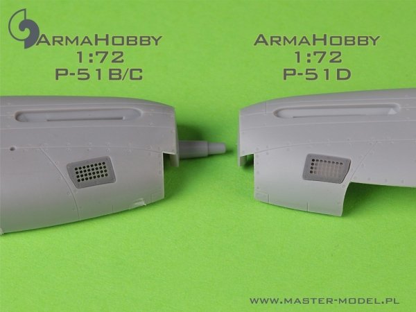 Master AM-72-171 P-51 Mustang - pokrywa wlotu powietrza do gaźnika - typ standardowy z otworami (do modelu Arma Hobby) 1/72
