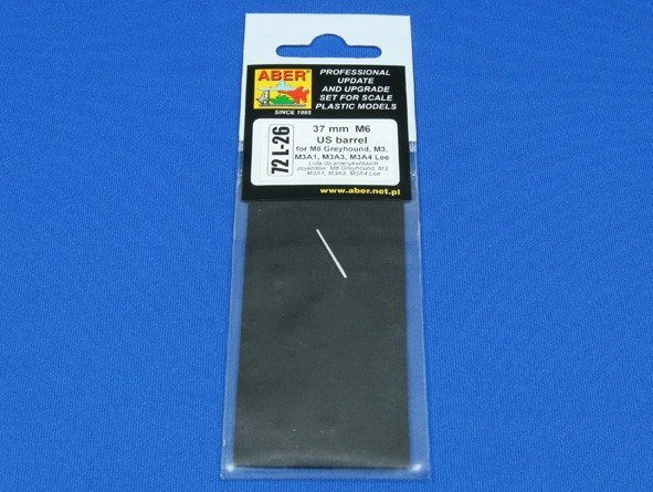 Aber 72L-26 Lufa 37mm M6 do M8 Greyhound,M3, M3A1, M3A3, M3A4 Lee / 37mm M6 US barrel for M8 Greyhound, M3, M3A1, M3A4 Lee 1/72