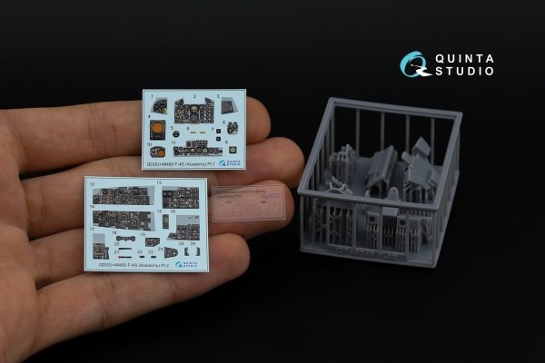 Quinta Studio QDS+48490 F-4S Phantom II 3D-Printed &amp; coloured Interior on decal paper (Academy) (Small version) (with 3D-printed resin parts) 1/48