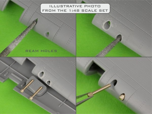 Master AM-32-130 Hawker Hurricane Mk.IIb - końcówki luf Browning .303 oraz podstawa celownika 1/32