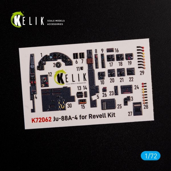 KELIK K72062 Junkers JU 88 A-4 interior 3D decals for Revell kit 1/72