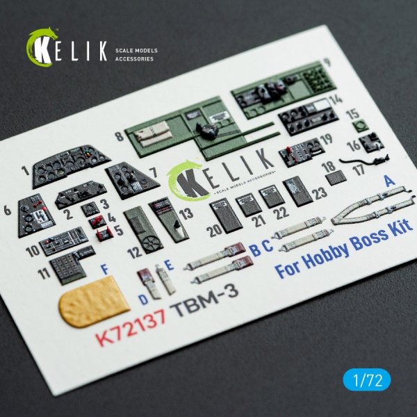 Kelik K72137 TBM-3 Avenger - interior 3D decals for HobbyBoss kit (1/72)