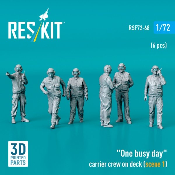 RESKIT RSF72-0068 "One busy day" carrier crew on deck (scene 1) (6 pcs) (3D Printed) (1/72)