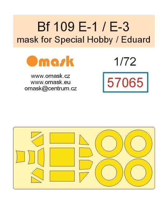 Omask X7208 Bf 109 E-1/E-3 O-Max Set (for Special Hobby / Eduard) (masks and EVA wheel bay plugs) 1/72