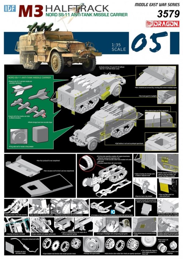 Dragon 3579 IDF M3 Halftrack Nord SS-11 Anti-Tank Missile Carrier 1/35