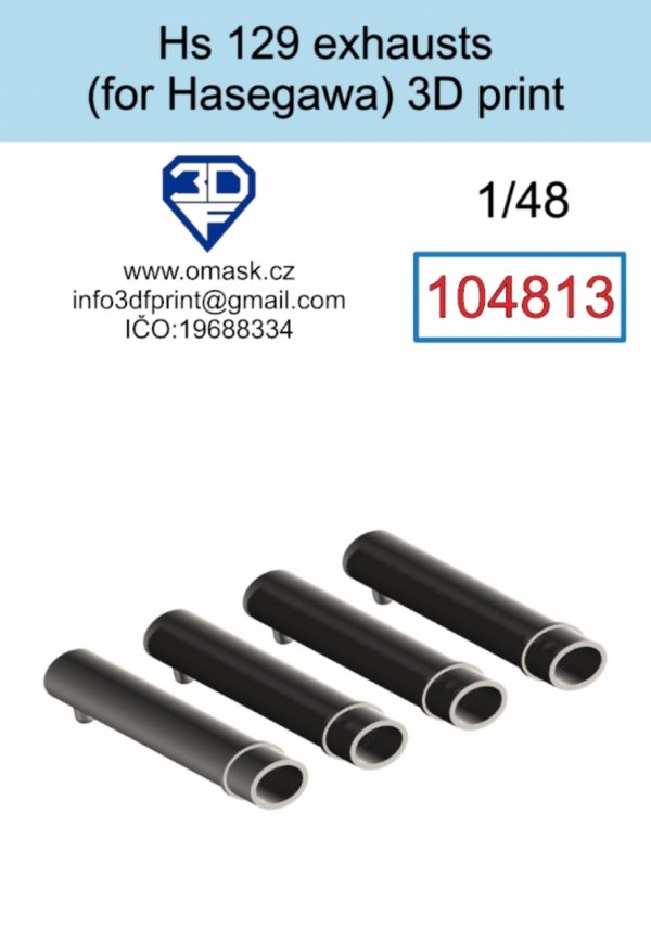 Omask 104813 Hs 129 Exhausts (for Hasegawa/Hobby 2000) 3D print 1/48