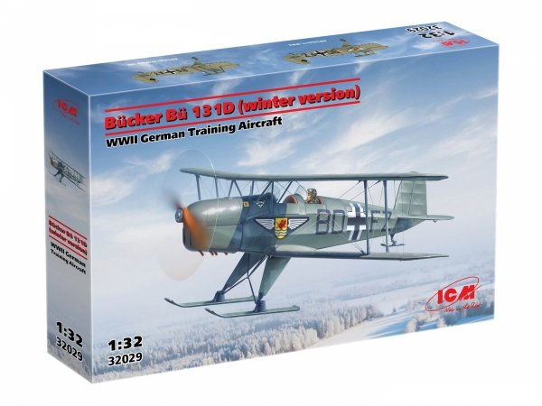 ICM 32029 Bücker Bü 131D (winter version) WWII German Training Aircraft 1/48