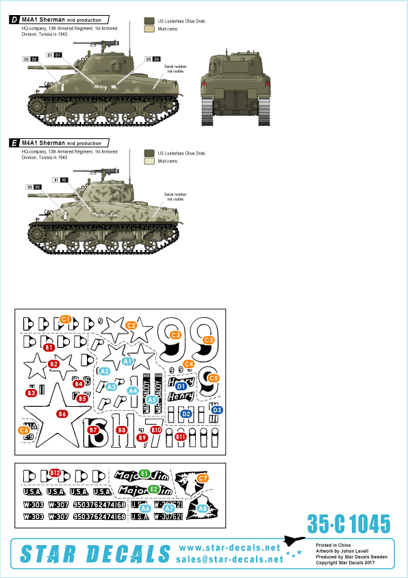 Star Decals 35-C1045 US in North Africa 1942-43 # 1 1/35