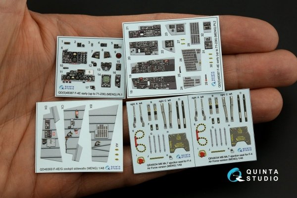 Quinta Studio QD48387 F-4E early with slatted wing 3D-Printed &amp; coloured Interior on decal paper (Meng) 1/48
