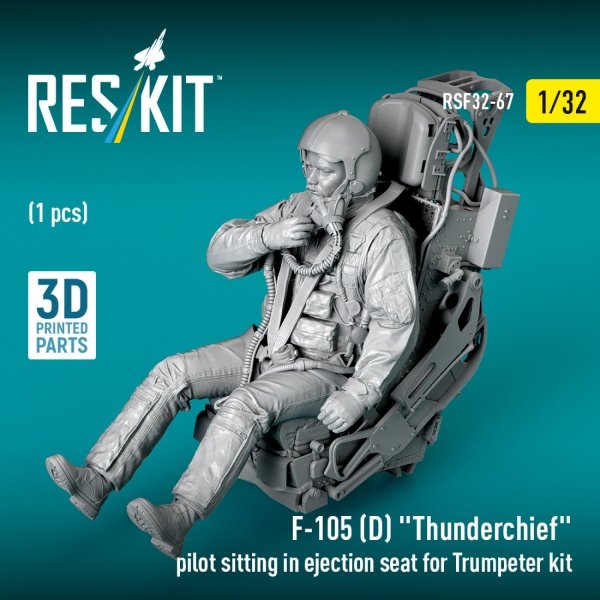 RESKIT RSF32-0067 F-105D "Thunderchief" pilot sitting in ejection seat for Trumpeter kit (1 pcs) (3D Printed) (1/32)