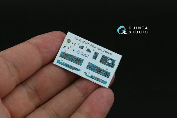 Quinta Studio QD72227 MiG-21bis early 3D-Printed &amp; coloured Interior on decal paper ( Eduard ) 1/72