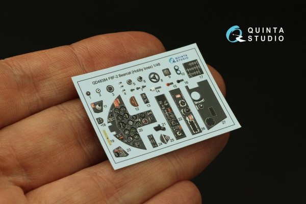 Quinta Studio QD48384 F8F-2 Bearcat 3D-Printed &amp; coloured Interior on decal paper (Hobby Boss) 1/48