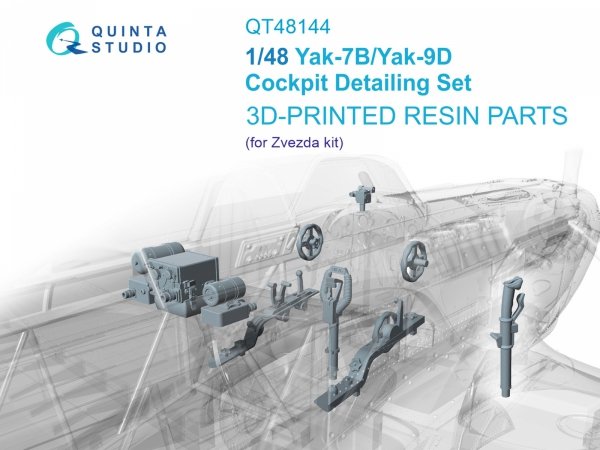 Quinta Studio QT48144 Yak-7B/Yak-9D Cockpit Set (Zvezda) 1/48
