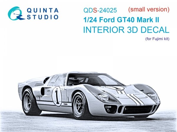 Quinta Studio QDS-24025 Ford GT40 Mark II 3D-Printed &amp; coloured Interior on decal paper (Fujimi) (Small version) 1/24