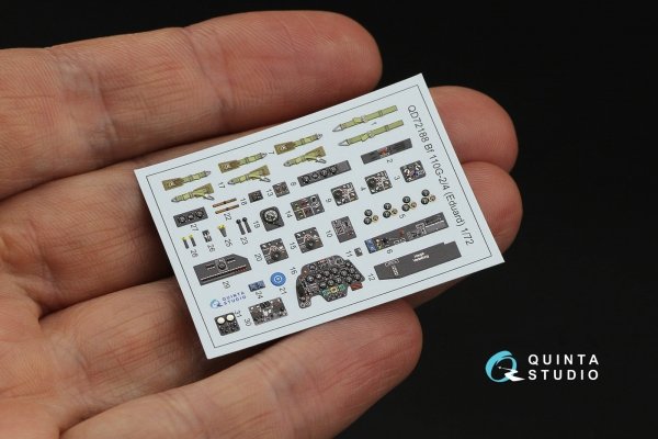 Quinta Studio QD72188 Bf 110G2/4 3D-Printed &amp; coloured Interior on decal paper (Eduard) 1/72