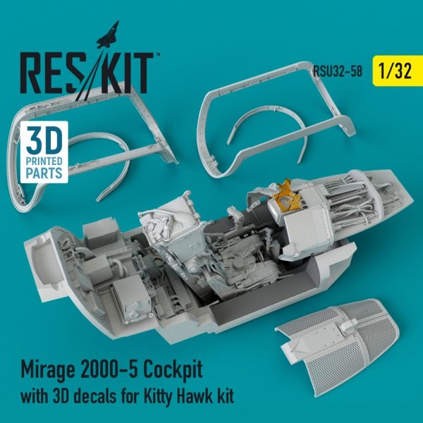 RESKIT RSU32-0058 Mirage-2000-5 cockpit with 3D decals for Kitty Hawk kit (1/32)