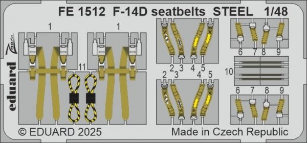 Eduard FE1512 F-14D seatbelts STEEL GREAT WALL HOBBY 1/48