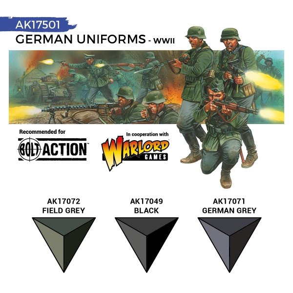 AK Interactive AK17501 GERMAN WWII UNIFORMS – QUICK GEN SET 3x18ml