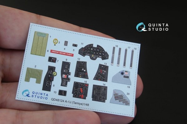 Quinta Studio QD48124 A-1J 3D-Printed &amp; coloured Interior on decal paper (for Tamiya kit) 1/48