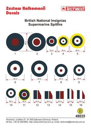 Techmod 48035 - British National Insignias - Supermarine Spitfire (1:48)