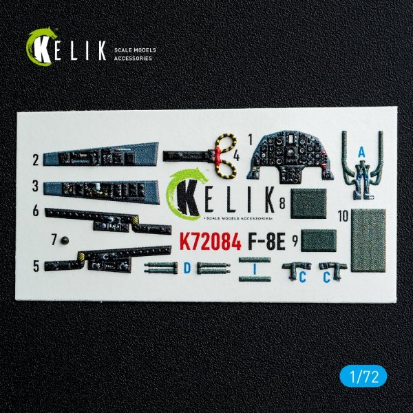 Kelik K72084 F-8E Crusader - interior 3D decals for Academy kit (1/72)