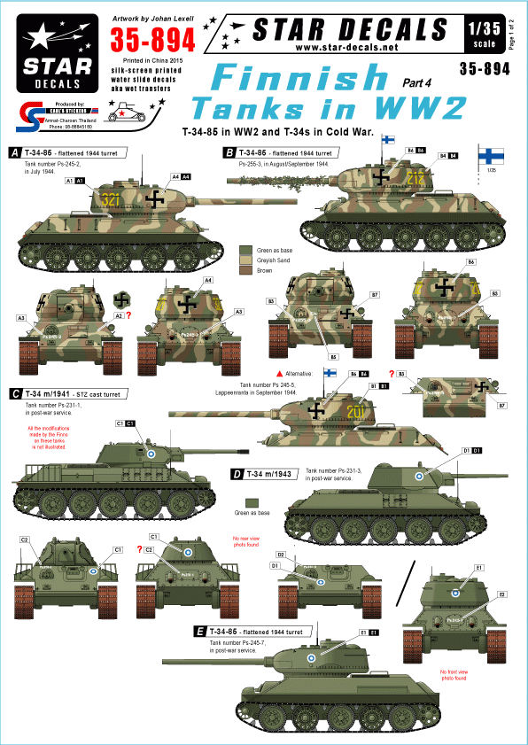 Star Decals 35-894 Finnish tanks in WW2 part 4 1/35