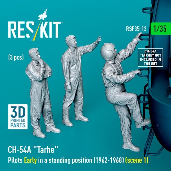 RESKIT RSF35-0012 CH-54A &quot;Tarhe&quot; pilots Early in a standing position (1962-1968) (scene 1) (3 pcs) (3D Printed) 1/35