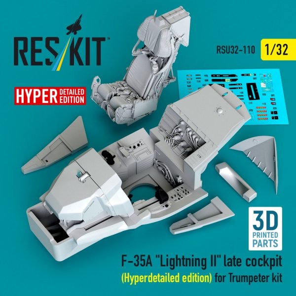 RESKIT RSU32-0110 F-35A "Lightning II" late cockpit (Hyperdetailed edition) for Trumpeter kit (3D Printed) 1/32