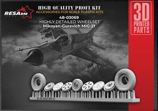 RESArm 72-03069 MIG-21 Mikoyan-Gurevich - Wheels under load (3D resin printing) 1/72
