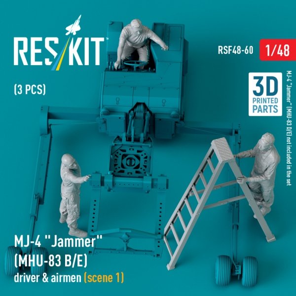 RESKIT RSF48-0060 MJ-4 &quot;Jammer&quot; (MHU-83 B/E) driver &amp; airmen (scene 1) (3 pcs) (3D Printed) 1/48