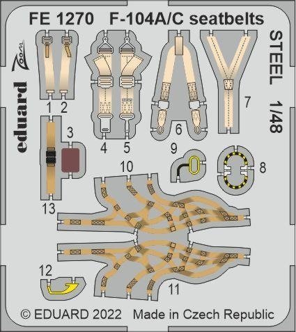 Eduard FE1270 F-104A/C seatbelts STEEL KINETIC 1/48