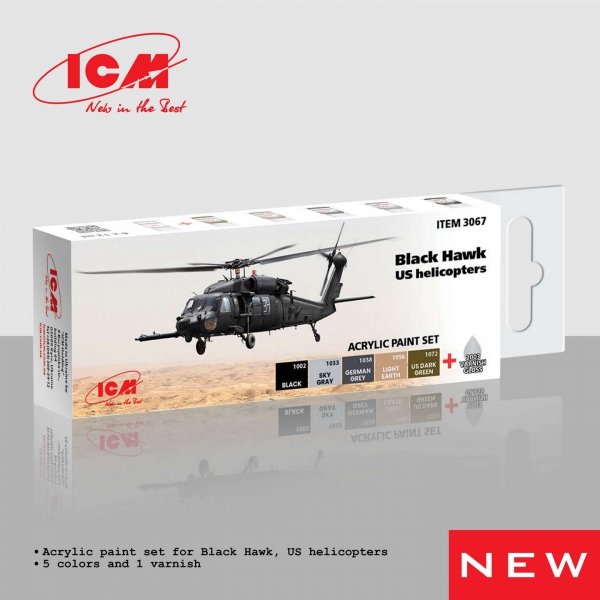 ICM 3067 Acrylic paints set for Black Hawk US helicopters 12 ml х 6
