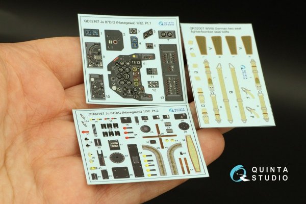 Quinta Studio QD32167 Ju 87D/G 3D-Printed &amp; coloured Interior on decal paper (Hasegawa) 1/32