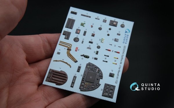 Quinta Studio QD32043 Spitfire Mk. II 3D-Printed &amp; coloured Interior on decal paper (for Revell kit) 1/32