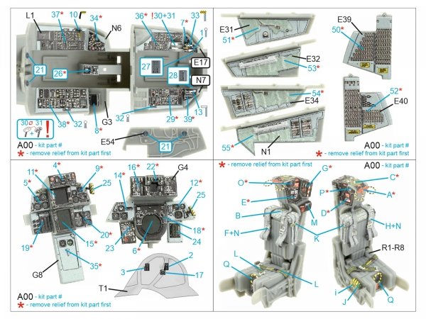 Quinta Studio QD48395 F-14A 3D-Printed &amp; coloured Interior on decal paper (Hobby Boss) 1/48