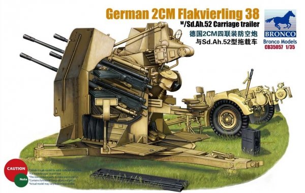 Bronco 1:35 2cm Flakvierling 38 w/trailer (CB35057)