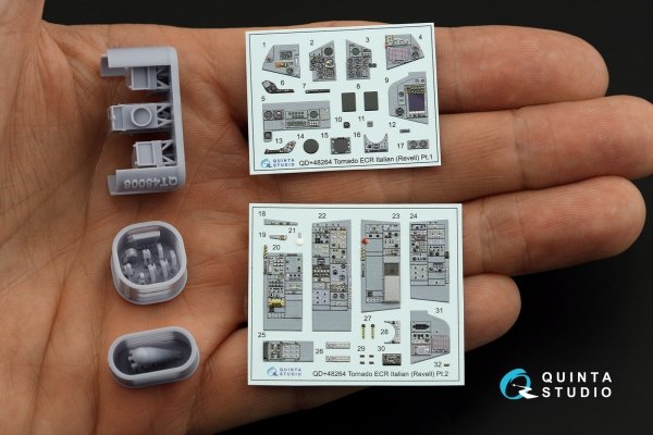 Quinta Studio QDS+48264 Tornado ECR Italian 3D-Printed coloured Interior on decal paper (Revell) (small version) (with 3D-printed resin parts) 1/48