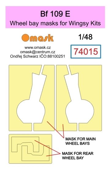 Omask 74015 Bf 109E wheel bay mask (for Wingsy Kits) wheelbay yellow masking tape 1/48