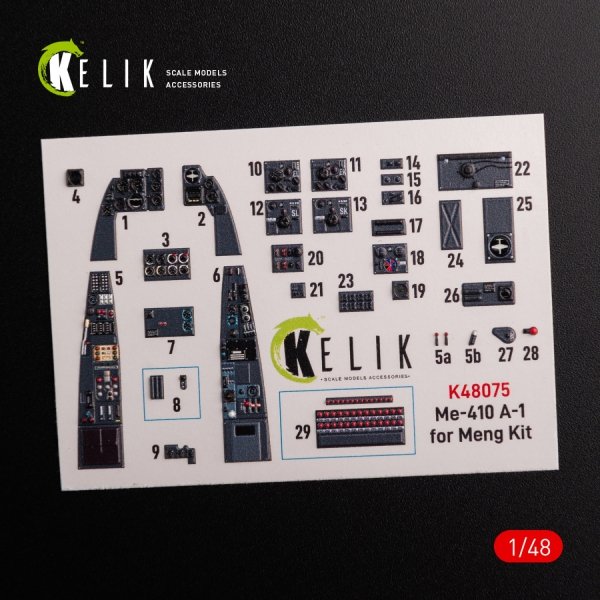 KELIK K48075 Messerschmitt Me-410 A1 interior 3D decals for Meng Model kit 1/48