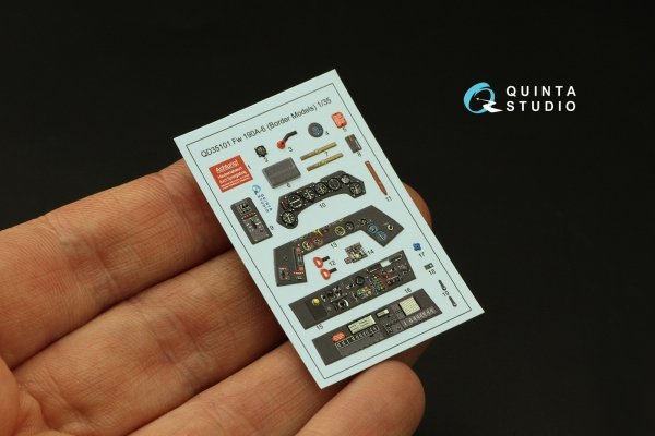 Quinta Studio QD35101 FW 190A-6 3D-Printed &amp; coloured Interior on decal paper (Border Model) 1/35