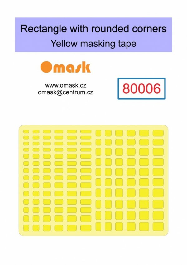 Omask 80006 Rectangles with round corners 2-5mm (yellow masking tape)