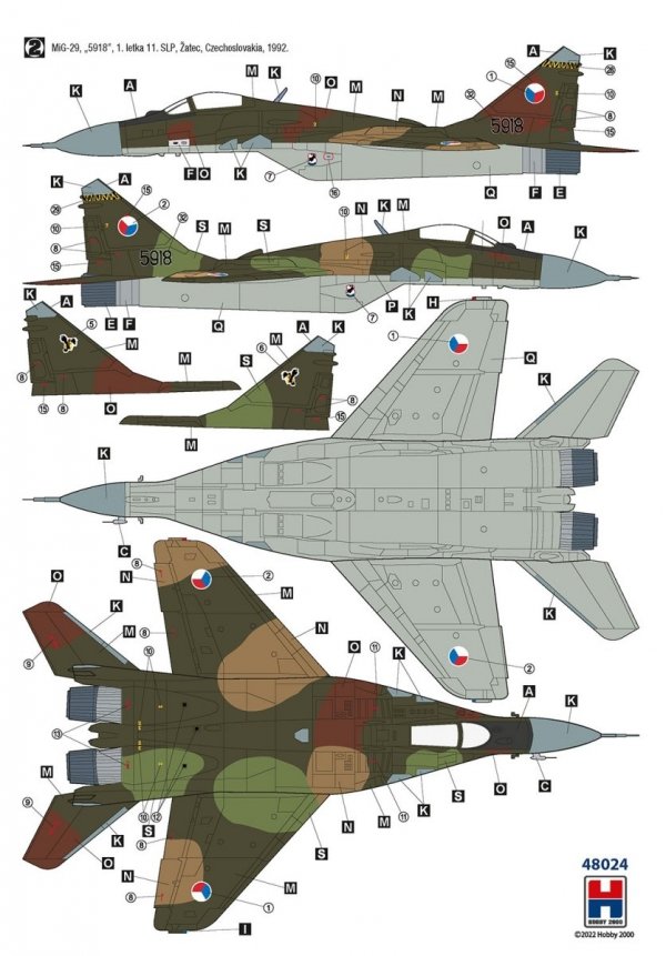 Hobby 2000 48024 MiG-29 Czech &amp; Slovak Air Force ( ACADEMY + CARTOGRAF + MASK ) 1/48