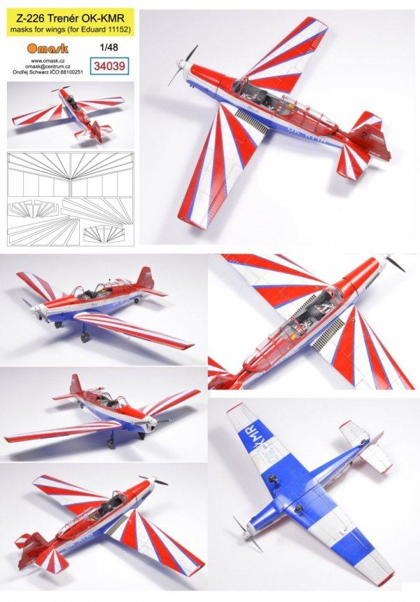 Omask 34039 Z-226 Trener OK-KMR masks for wings (Eduard 11143) 1/48